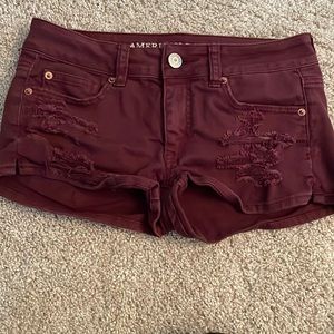 American Eagle Women's Shortie Denim Shorts Purple 4